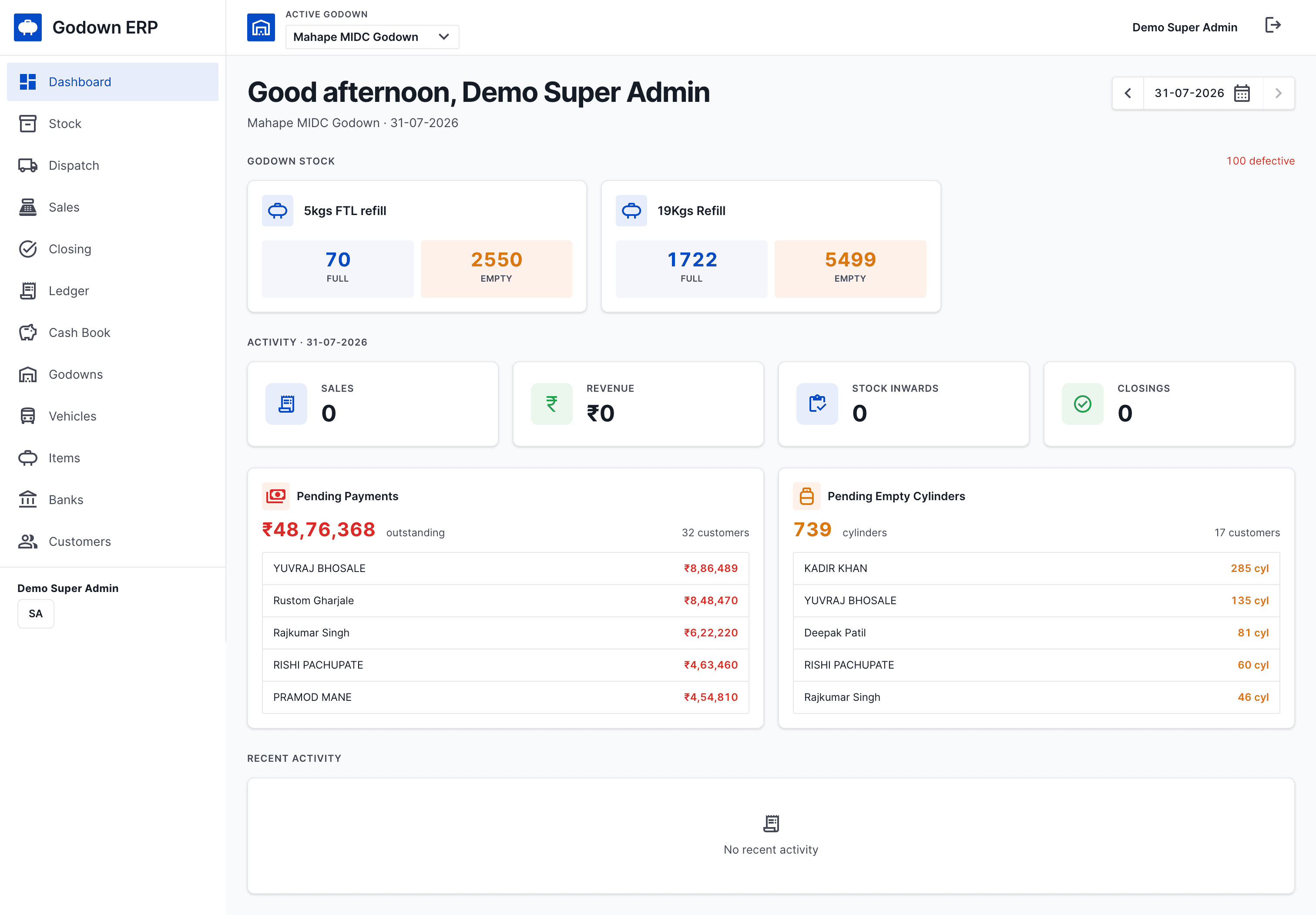 ExcelGas ERP Dashboard